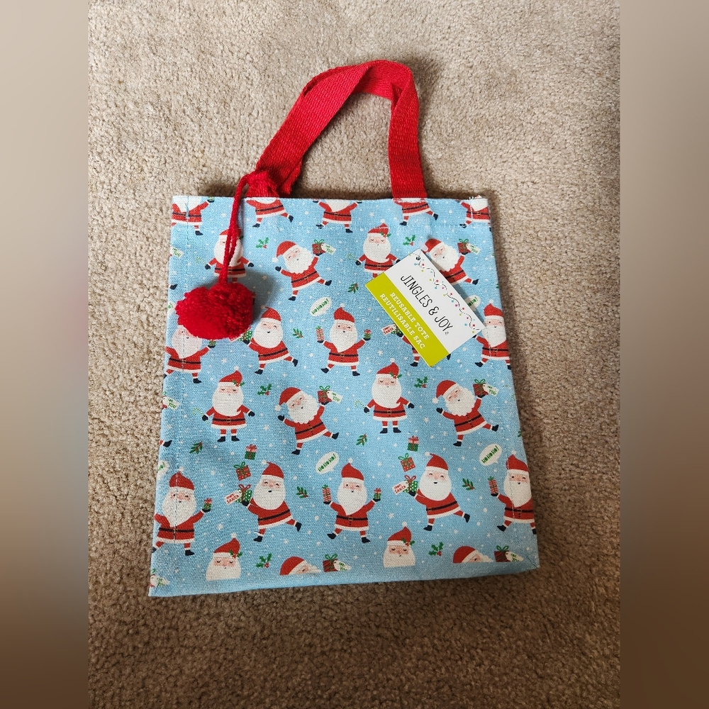Christmas Santa Claus tote bag small blue nwt